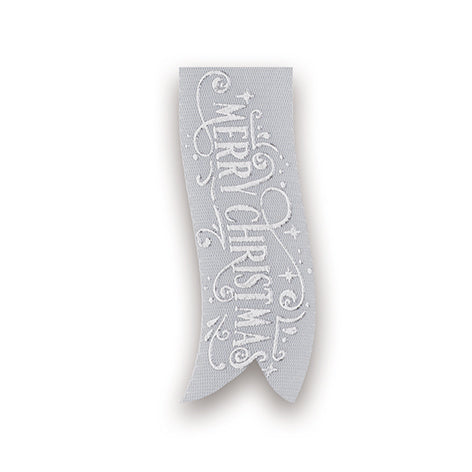 Nastro Tessuto MERRY CHRISTMAS - ARGENTO/GRIGIO - h 25 mm - mt 15 - 622/06