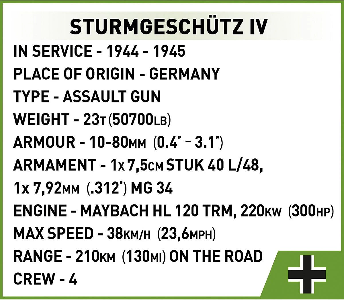 2576 COBI Historical Collection - World War II - Sturmgeschütz IV