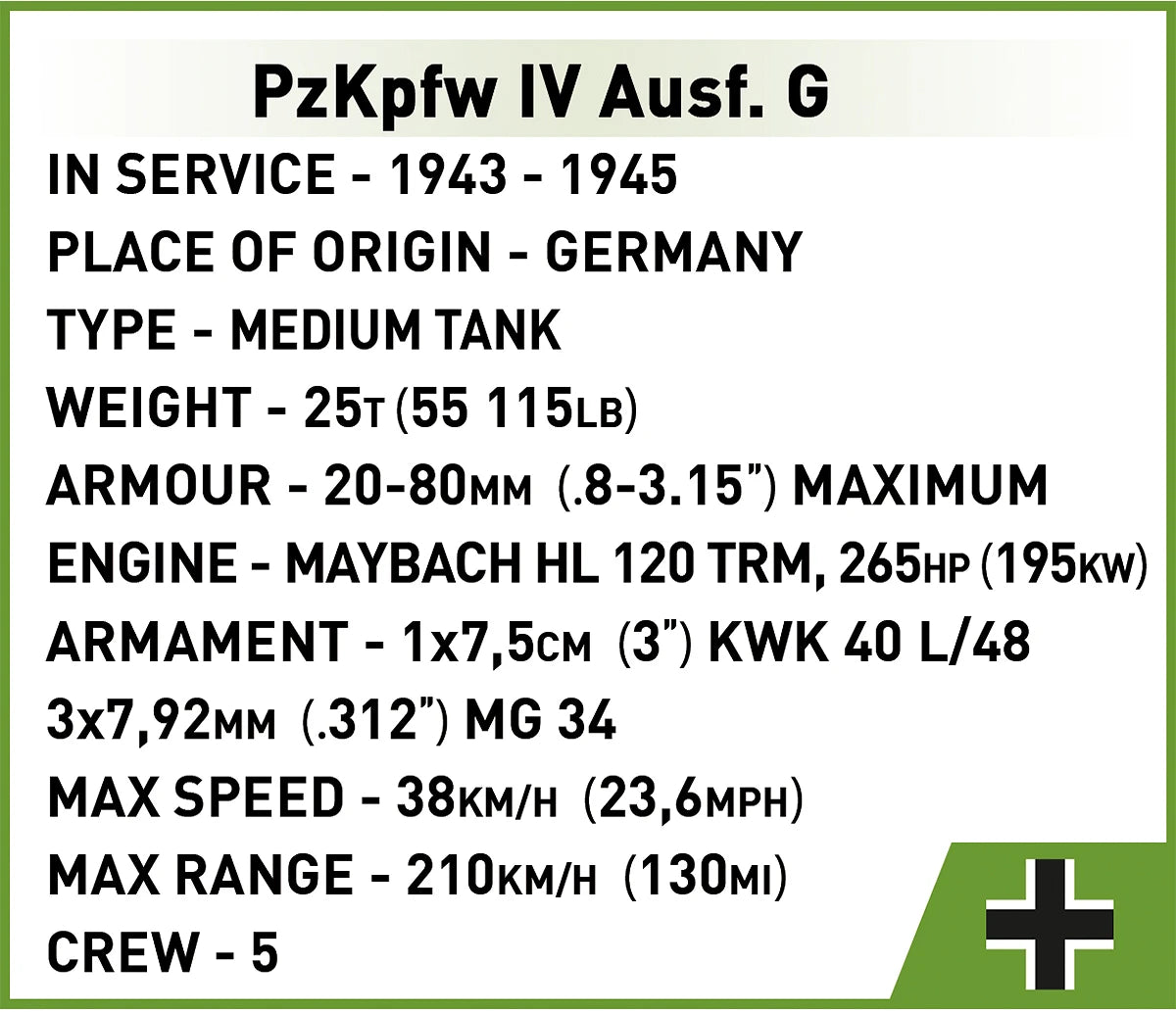 2592 COBI Historical Collection - World War II - PzKpfw IV Ausf. G