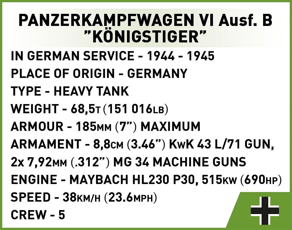 3113 COBI Historical Collection - World War II - Panzer VI Ausf. B Königstiger