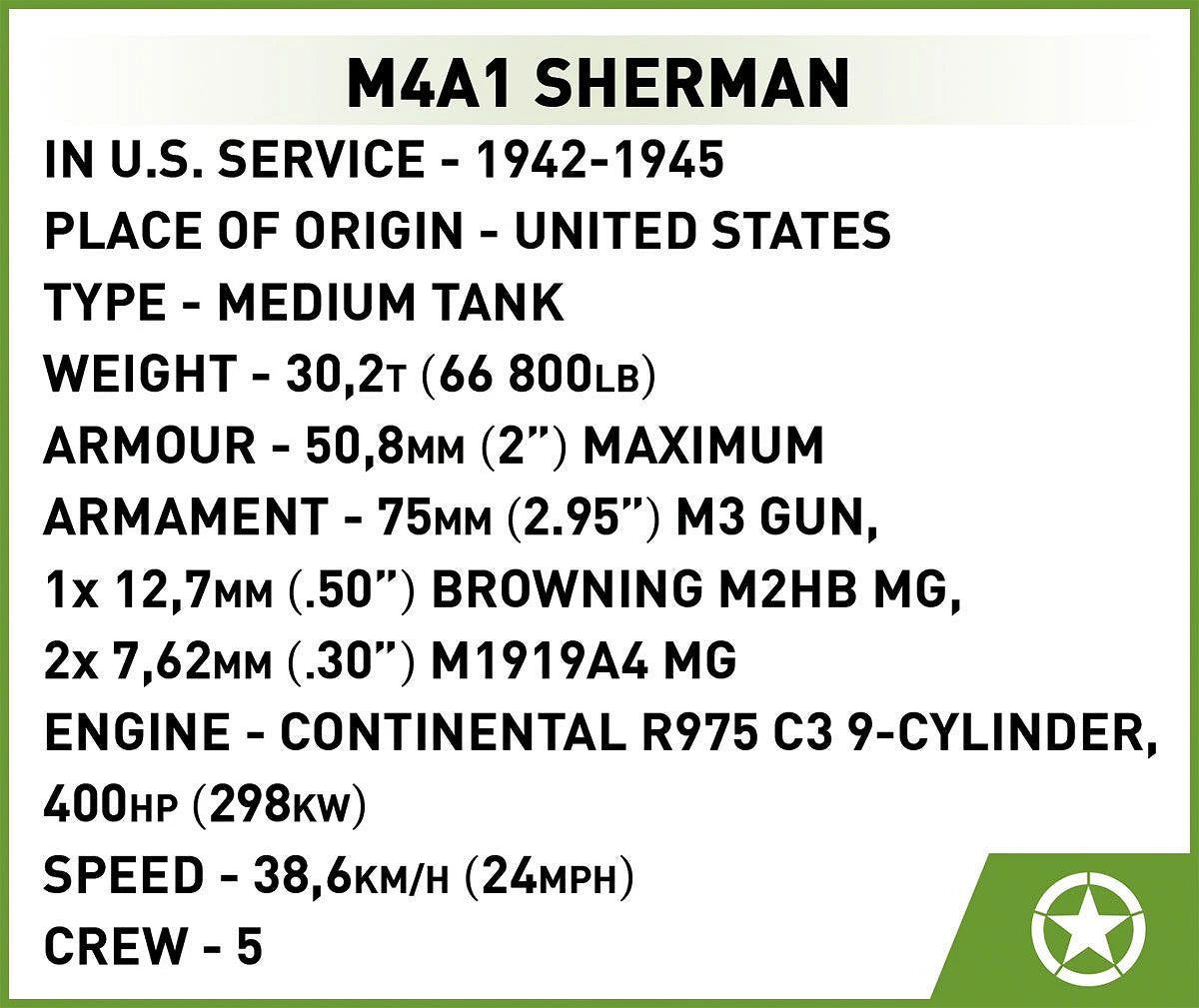 3126 COBI Historical Collection - World War II - M4A1 Sherman