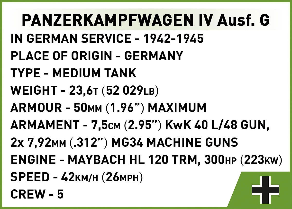 3127 COBI Historical Collection - World War II - Panzerkampfwagen IV Ausf.G