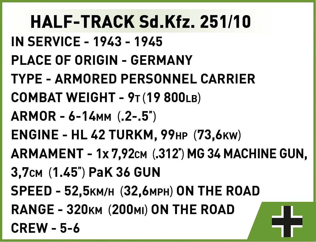 3130 COBI Historical Collection - World War II - Half-Track Sd.Kfz. 251/10