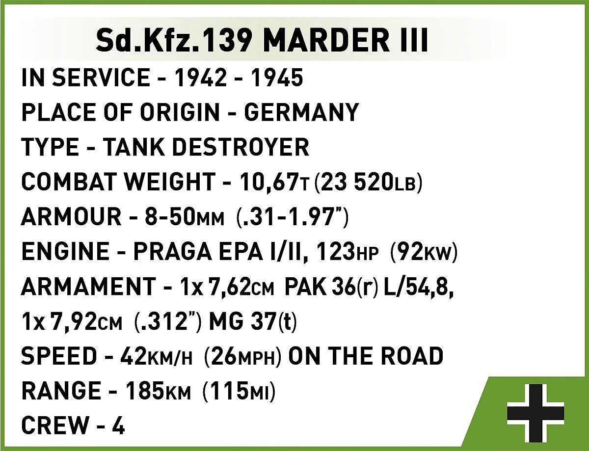 3131 COBI Historical Collection - World War II - Sd.Kfz.139 Marder III