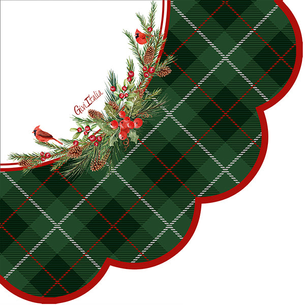 Tovaglioli Smerlati GREEN TARTAN cm. 33x33 - conf. 16 pz - cod. 41778