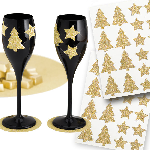 Adesivi STELLA/ALBERO Glitter ORO - conf. 40 pz - cod. 45516