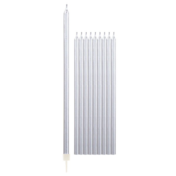 Candeline con Sostegno ARGENTO - cm 15.5 - conf. 10 pz - cod. 51815