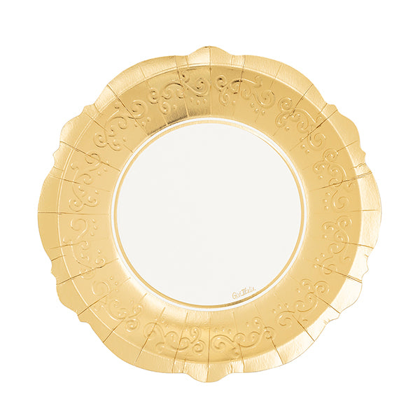 Piatti Liberty BIANCO Bordo ORO cm. 27 - conf. 8 pz - cod. 64327