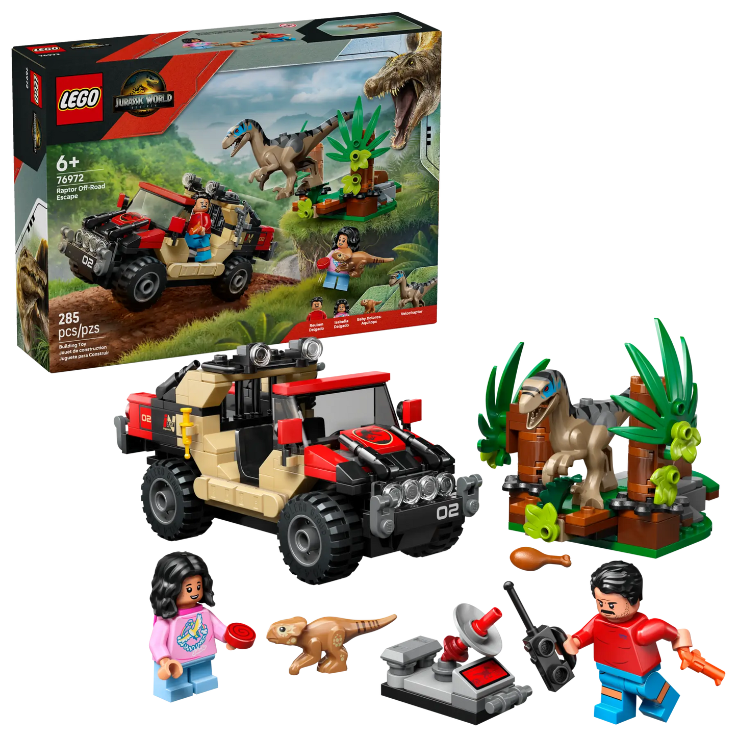 76972 LEGO Jurassic World - Fuga dal Raptor sul fuoristrada