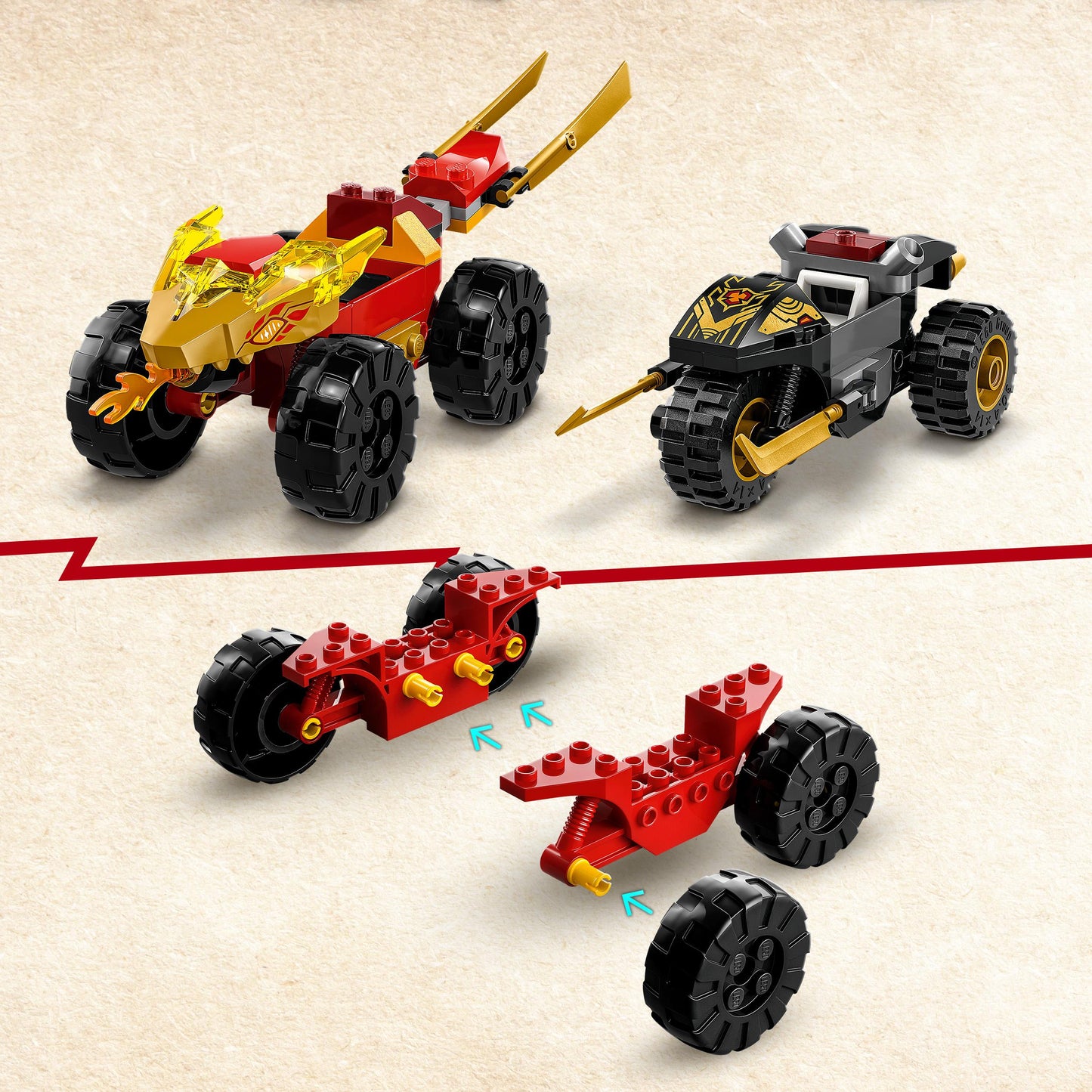 71789 LEGO Ninjago - Battaglia su auto e moto di Kai e Ras