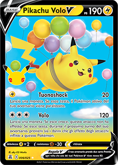 Carta Pokemon - Gran Festa - 006/025 - PIKACHU VOLO V - Italiano