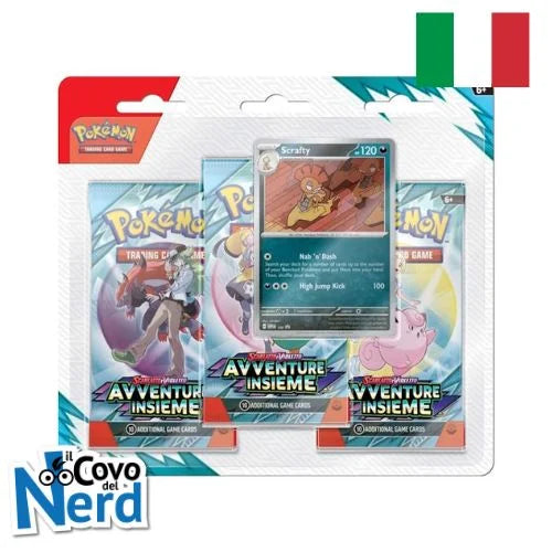 Blister Carte Pokemon 99 - Blister 3 Buste + 1 Card - Avventure Insieme - Italiano