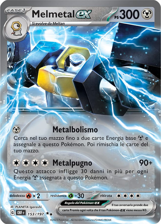 Carta Pokemon - Ossidiana Infuocata - 153/197 - MELMETAL EX - Italiano