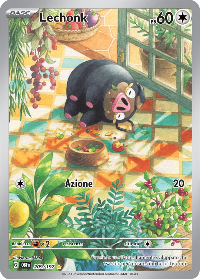 Carta Pokemon - Ossidiana Infuocata - 209/197 - LECHONK - Italiano