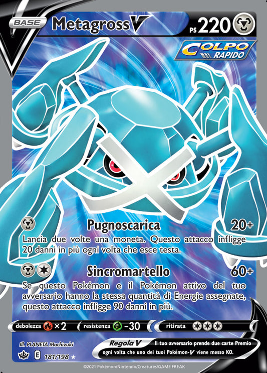 Carta Pokemon - Regno Glaciale - 181/198 METAGROSS V Full Art - Italiano