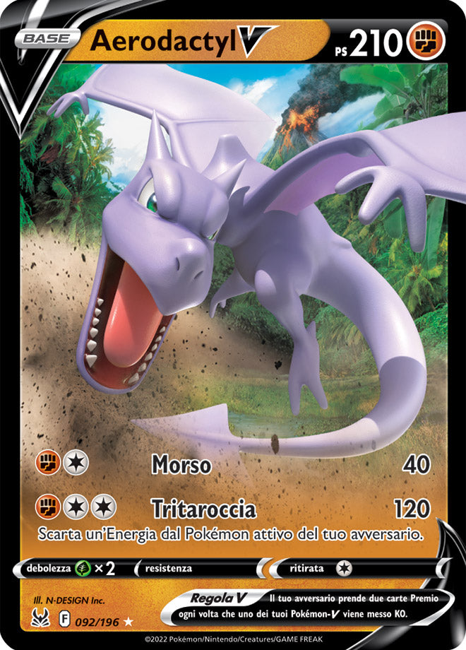 CARTE POKEMON ITA Aerodactyl VAstro 093/196 Origine Perduta Mint V