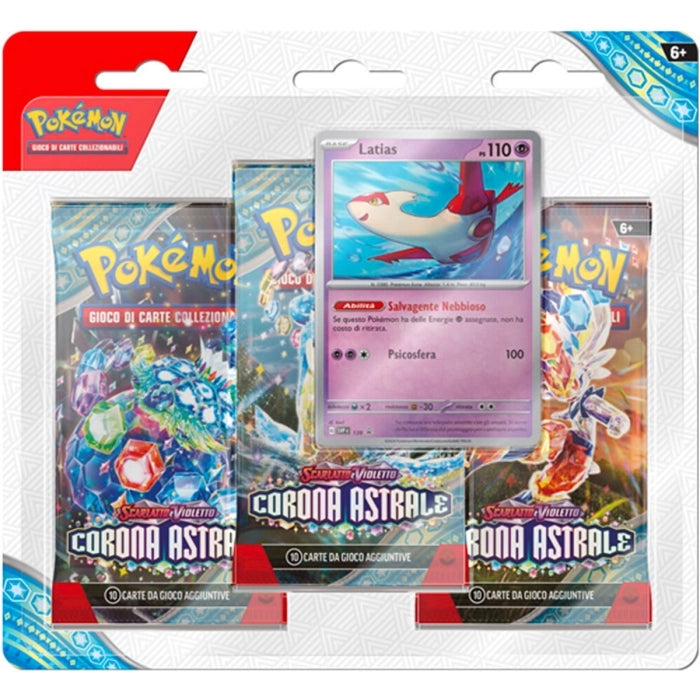Blister Carte Pokemon 96 - Blister 3 Buste + 1 Card - Corona Astrale - Italiano