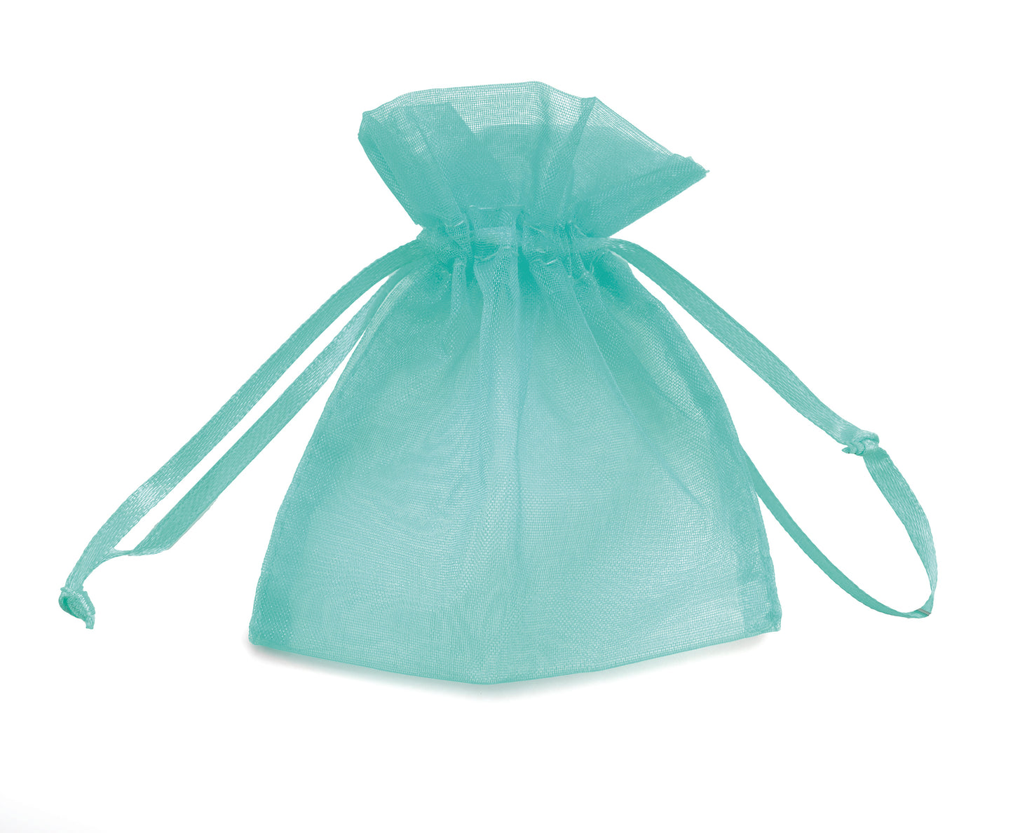Buste con Laccio in Organza - cm 8.5 x cm 10 - ACQUA MARINA - 10 Pz