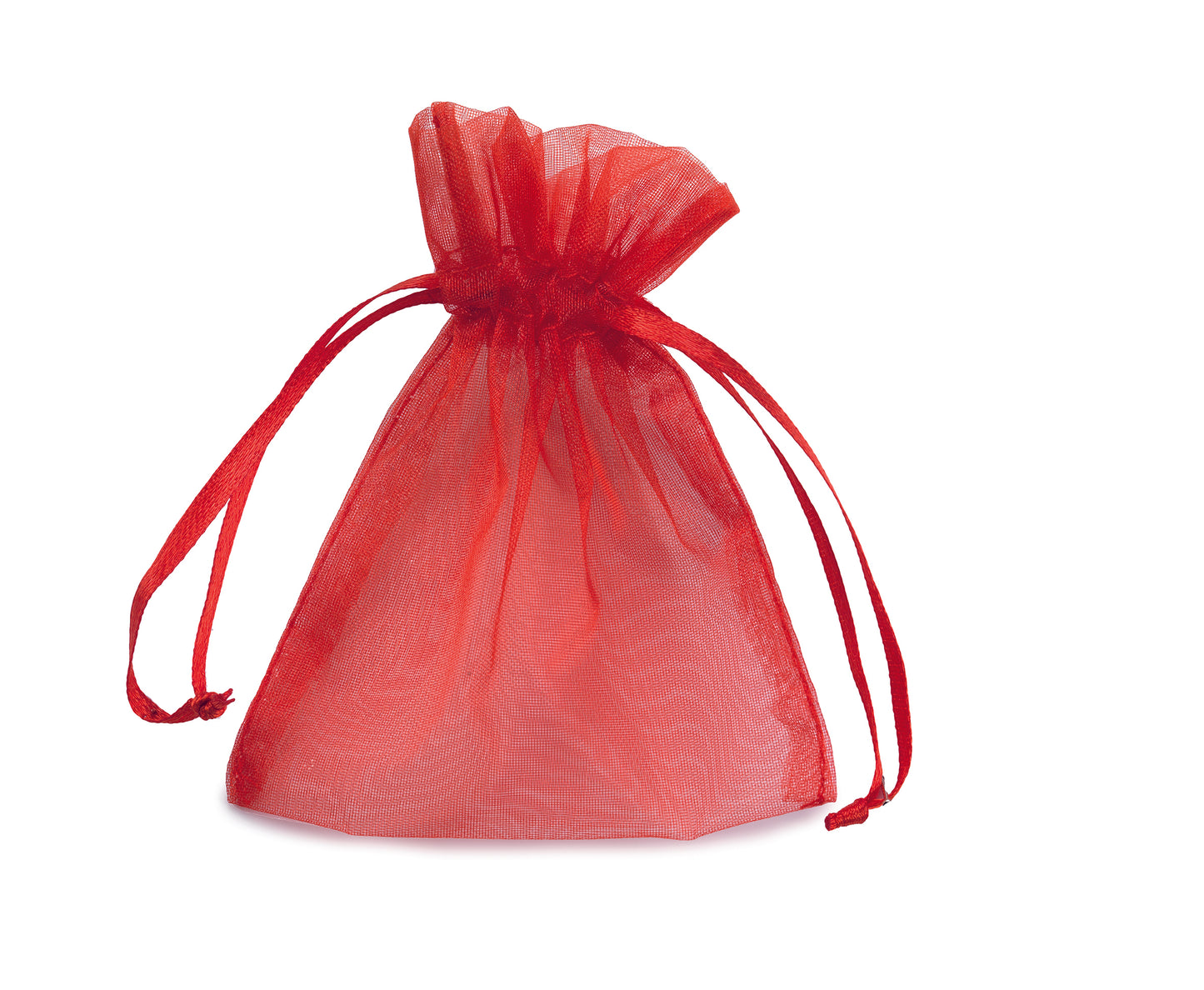 Buste con Laccio in Organza - cm 8.5 x cm 10 - ROSSO - 10 Pz