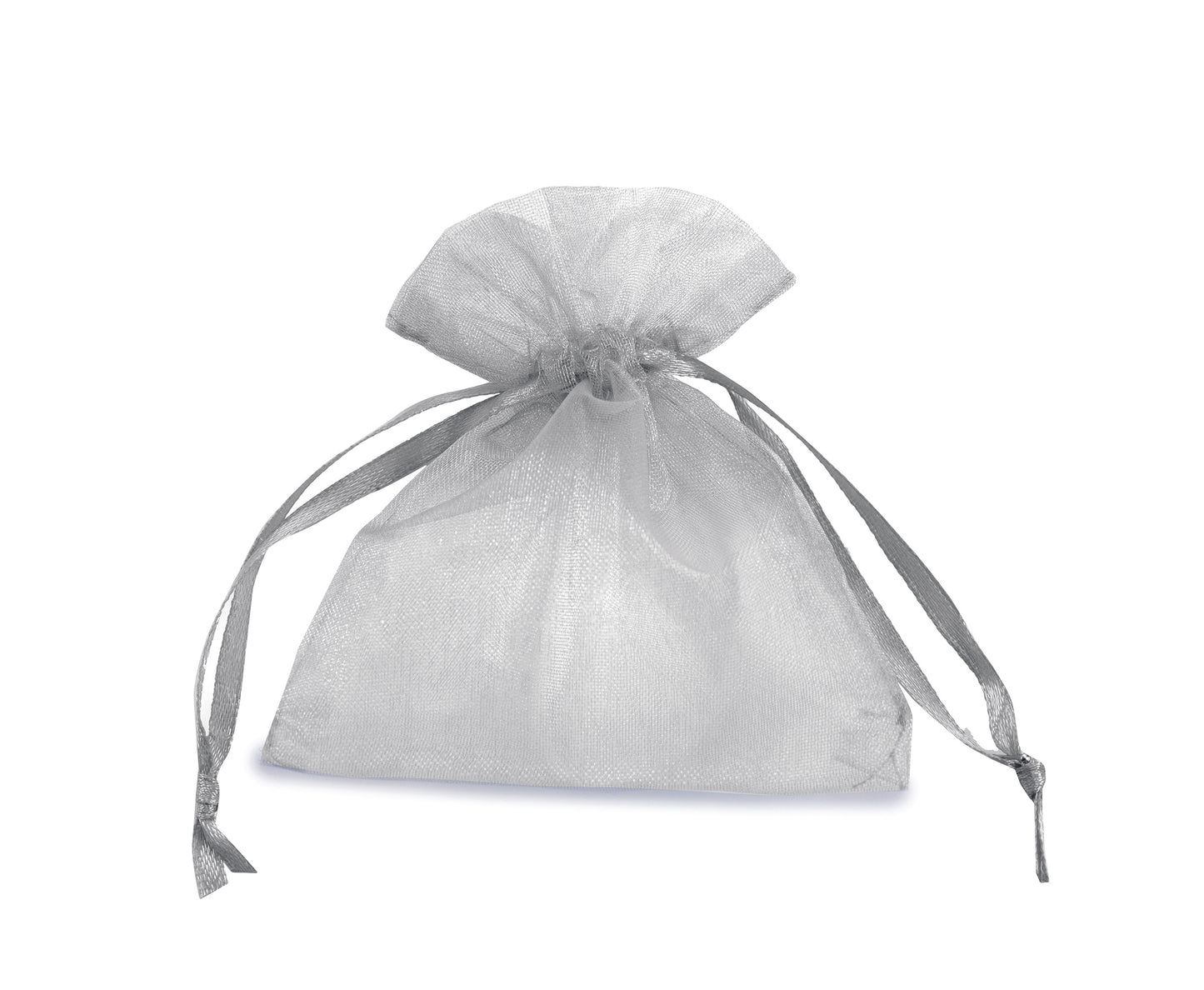 Buste con Laccio in Organza - cm 8.5 x cm 10 - ARGENTO - 10 Pz