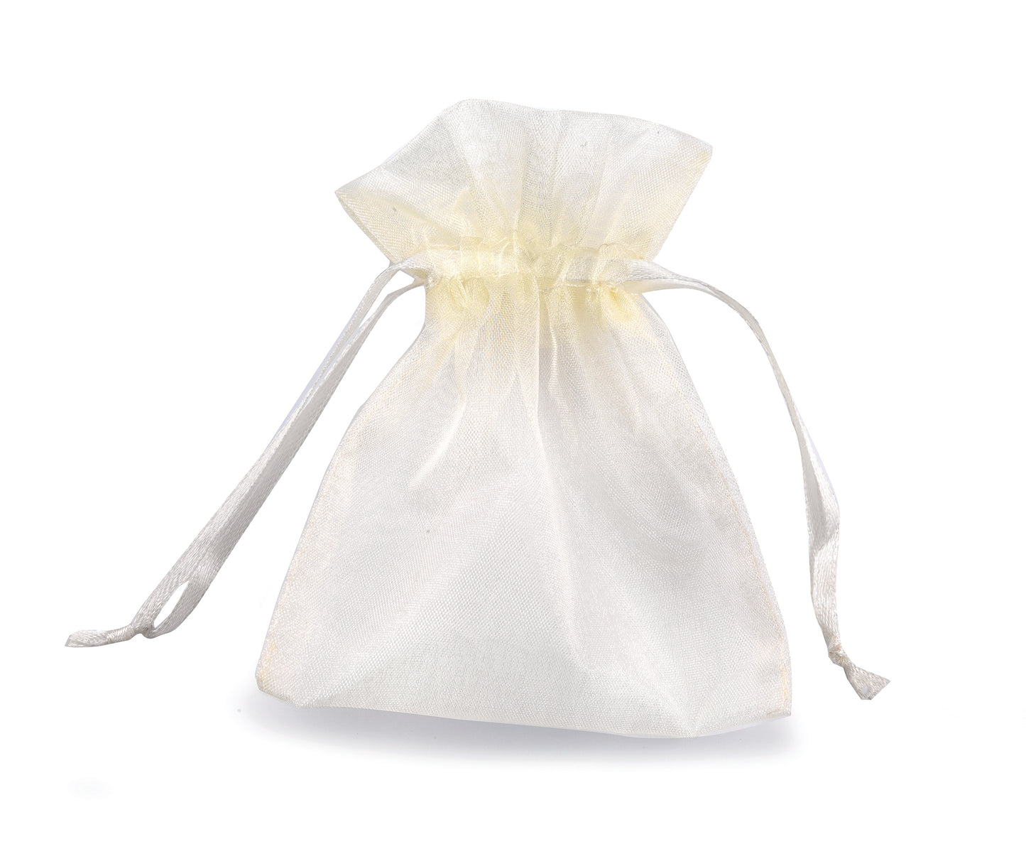 Buste con Laccio in Organza - cm 8.5 x cm 10 - AVORIO - 10 Pz