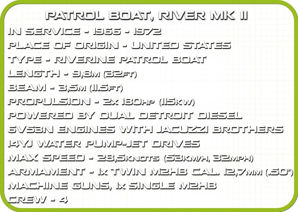 2238 COBI Historical Collection - Vietnam War - Patrol Boat River Mk II