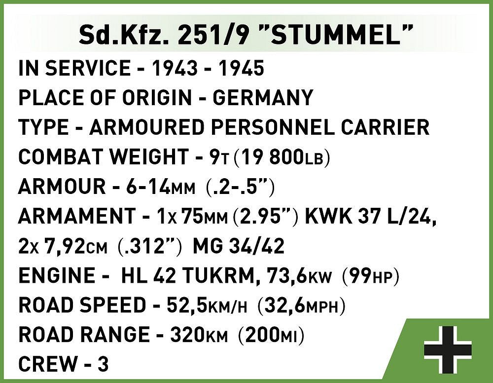 2283 COBI Historical Collection - World War II - Sd.Kfz. 251/9 Stummel