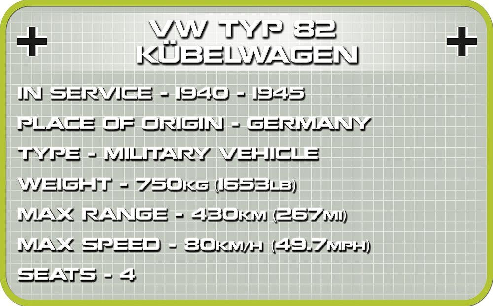 2402 COBI Historical Collection - World War II - VW tipo 82 Kubelwagen