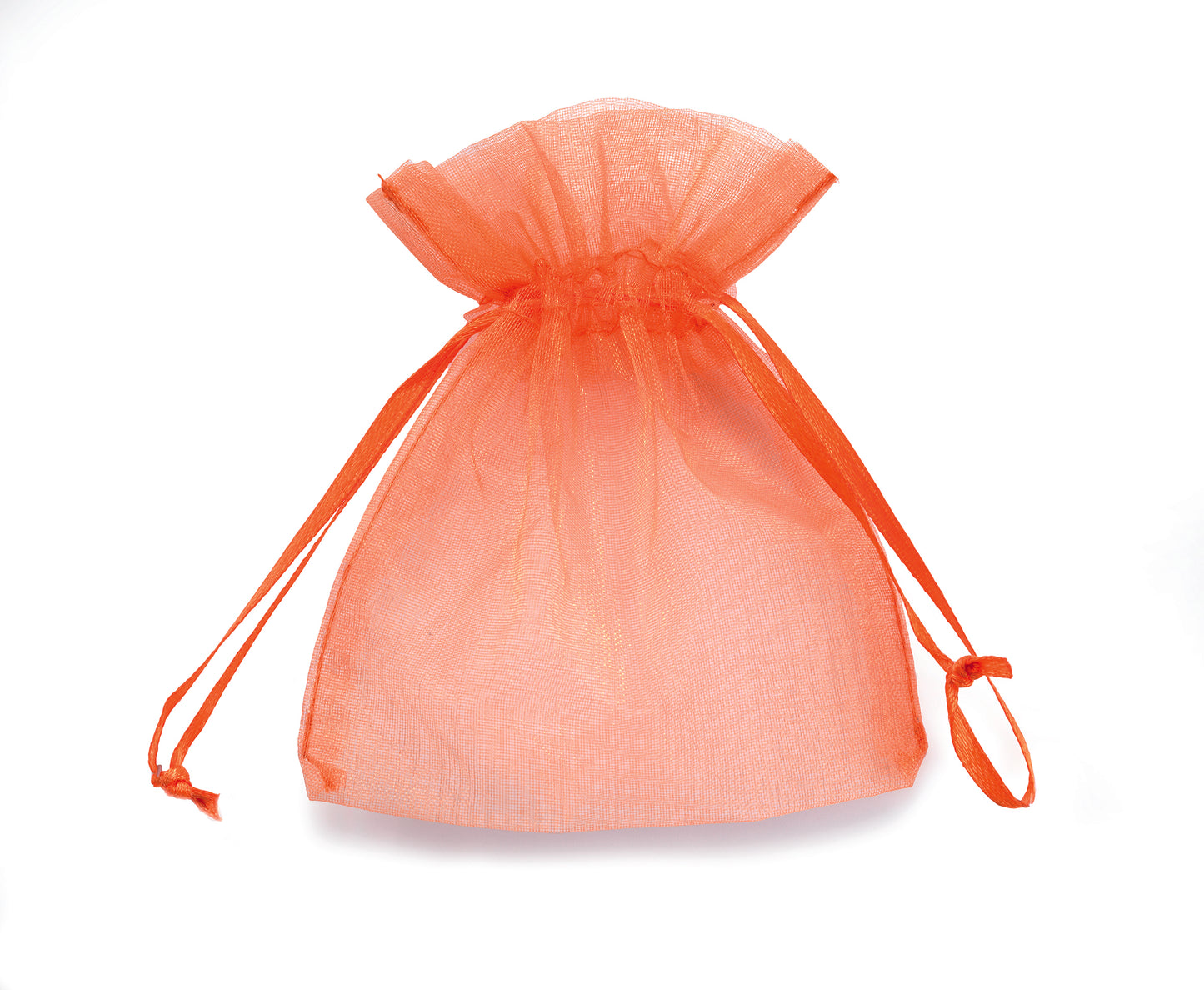 Buste con Laccio in Organza - cm 8.5 x cm 10 - ARANCIONE - 10 Pz