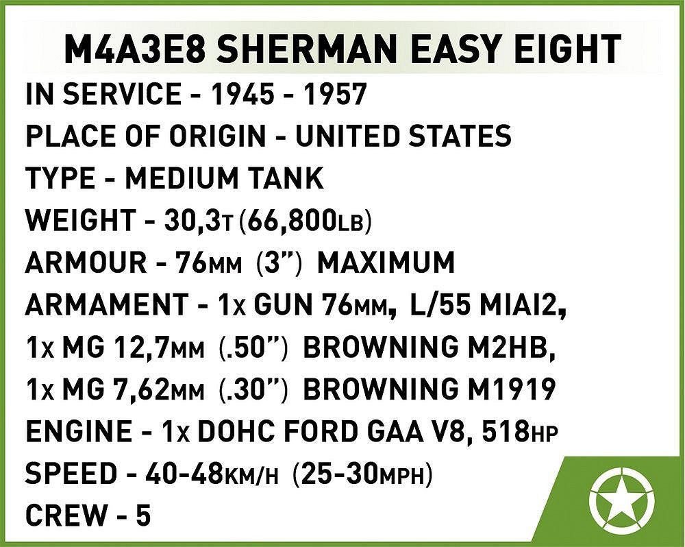 2533 COBI Historical Collection - World War II - M4A3E8 Sherman Easy Eight