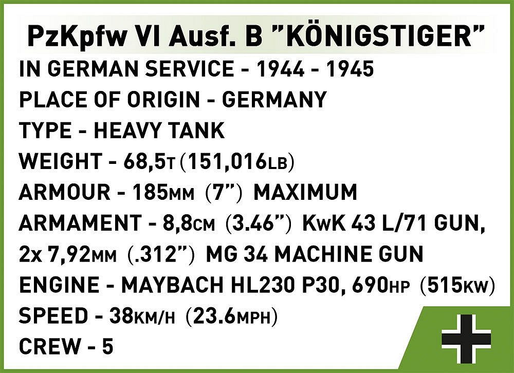 2540 COBI Historical Collection - World War II - Panzerkampfwagen VI Ausf. B Königstiger