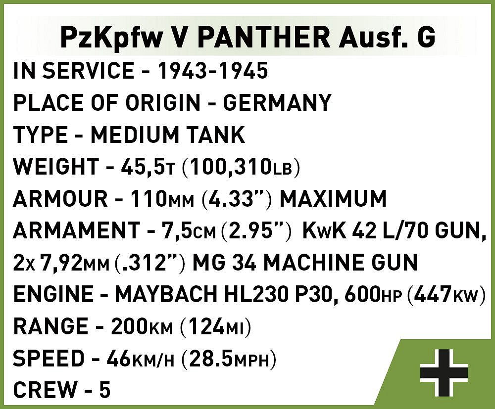 2713 COBI Historical Collection - World War II - PzKpfw V Panther Ausf. G