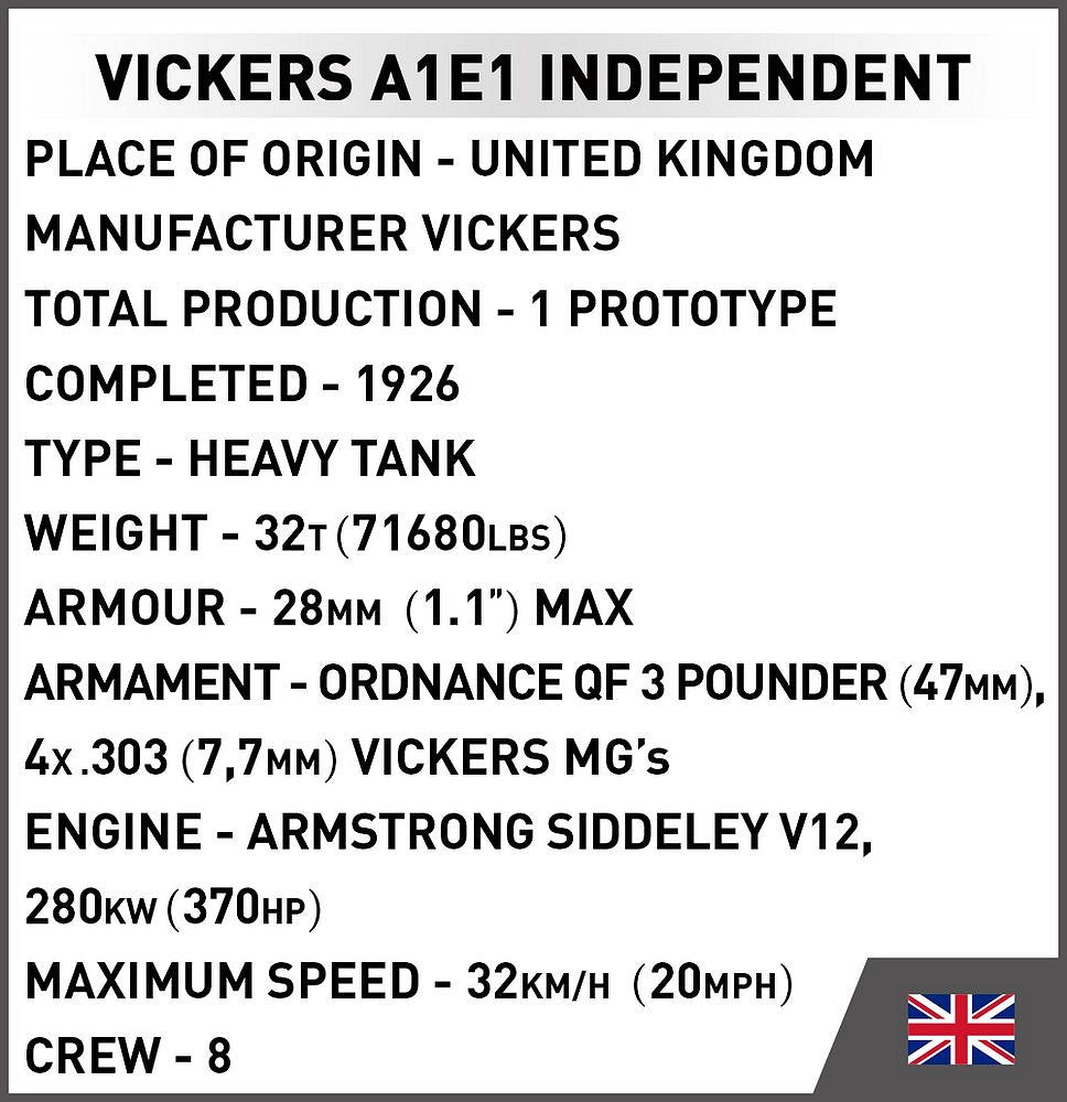 2990 COBI Historical Collection - World War I - Vickers A1E1 Independent