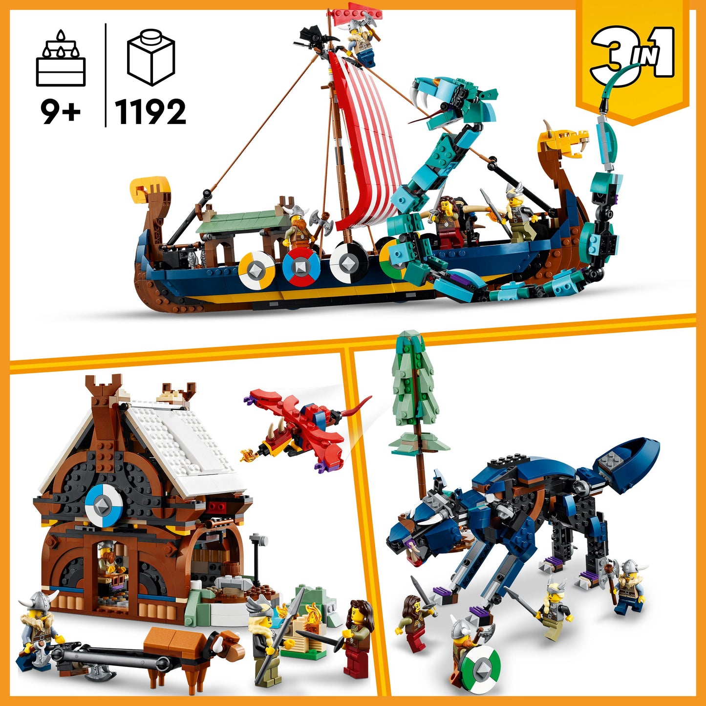 31132 LEGO Creator - Nave vichinga e Jörmungandr