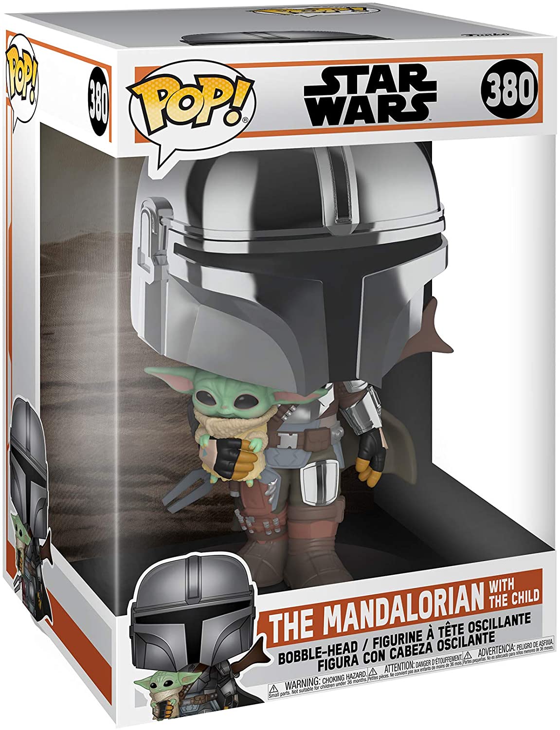 STAR WARS 380 Funko Pop! (Jumbo Pop!) - Mandalorian- Mandalorian (w/chrome armour)