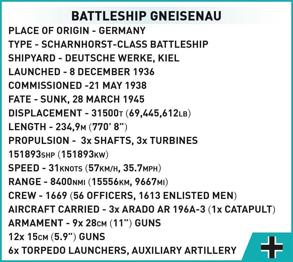 4835 COBI Historical Collection - World War II - Battleship Gneisenau