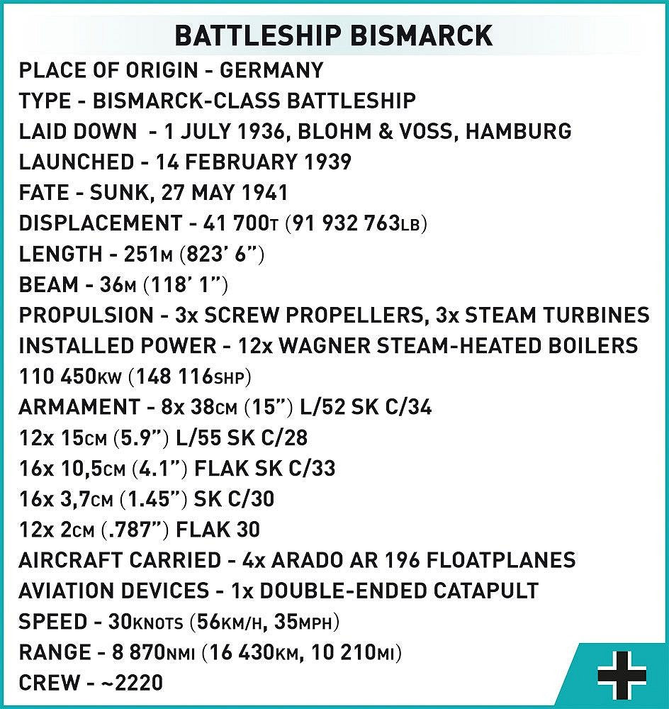 4841 COBI Historical Collection - World War II - Battleship Bismarck