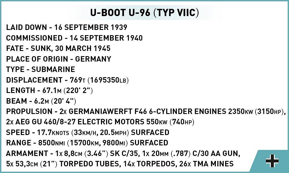 4847 COBI Historical Collection - World War II - U-Boot U-96 Typ VIIC