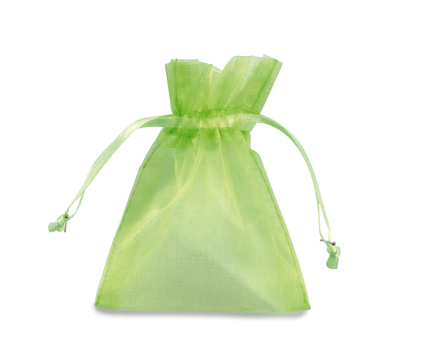 Buste con Laccio in Organza - cm 8.5 x cm 10 - VERDE MELA - 10 Pz