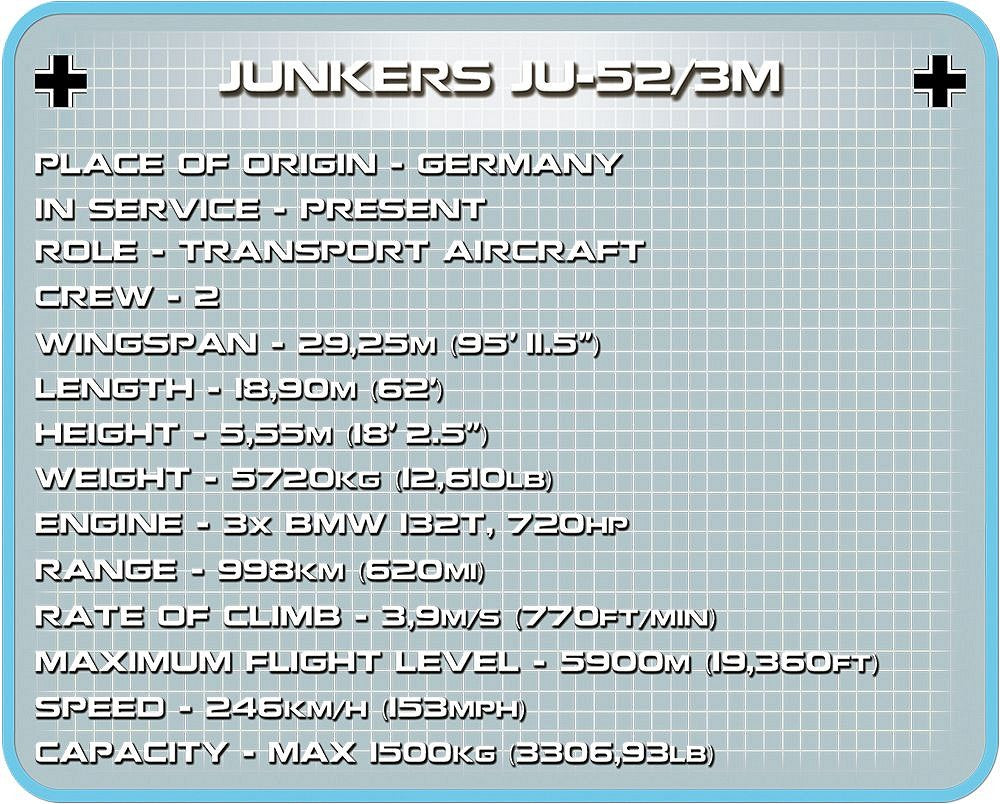 5710 COBI Historical Collection - World War II - Junkers Ju52/3m