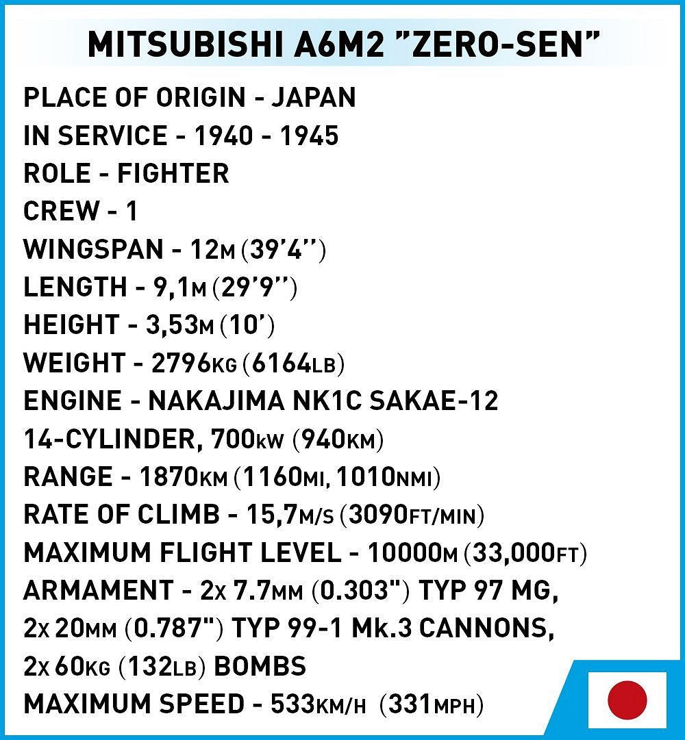 5729 COBI Historical Collection - World War II - Mitsubishi A6M2 "Zero-Sen"