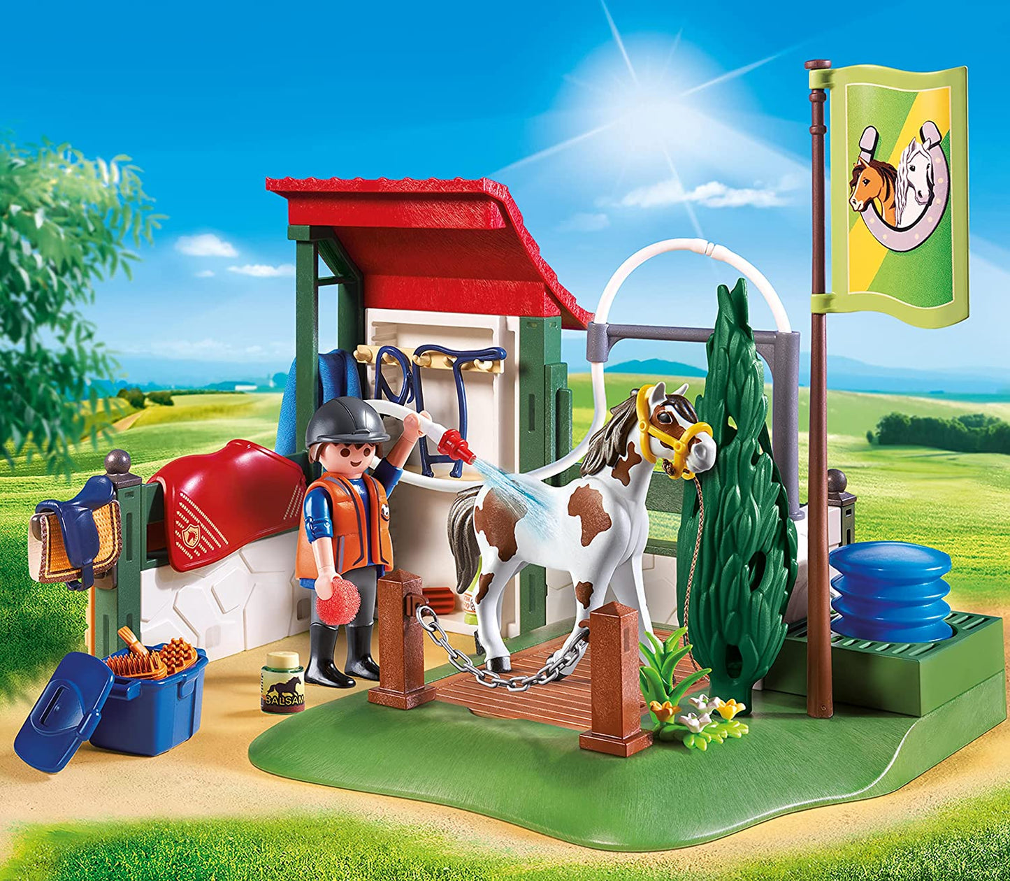 6929 PLAYMOBIL Area di cura dei Cavalli con pompa d'acqua funzionante