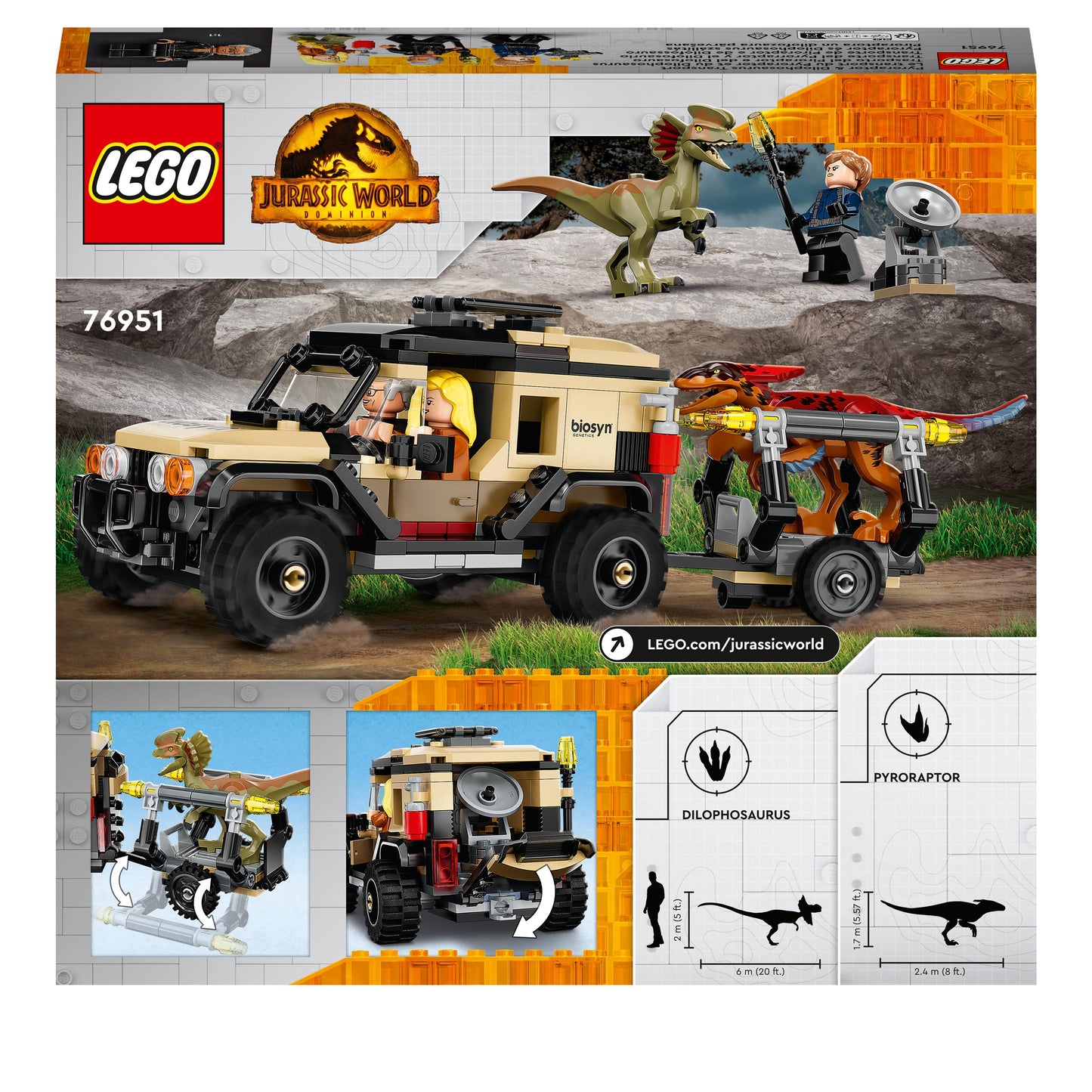 76951 LEGO Jurassic World - Trasporto del Piroraptor e del Dilofosauro