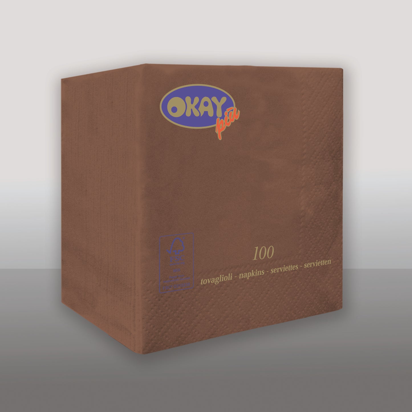 Tovaglioli MARRONE cm. 25x25 - 2 veli - conf. 100 pz