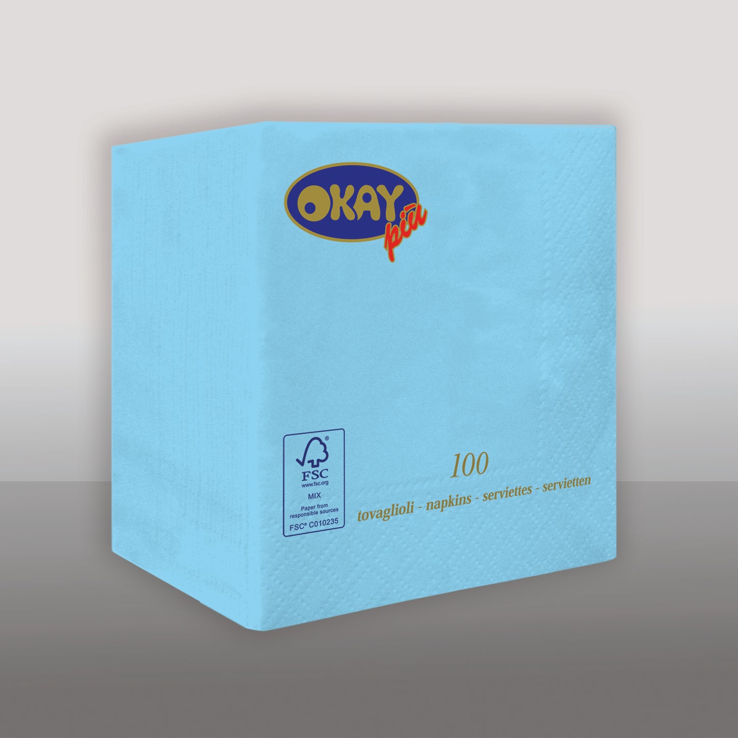 Tovaglioli AZZURRO cm. 25x25 - 2 veli - conf. 100 pz