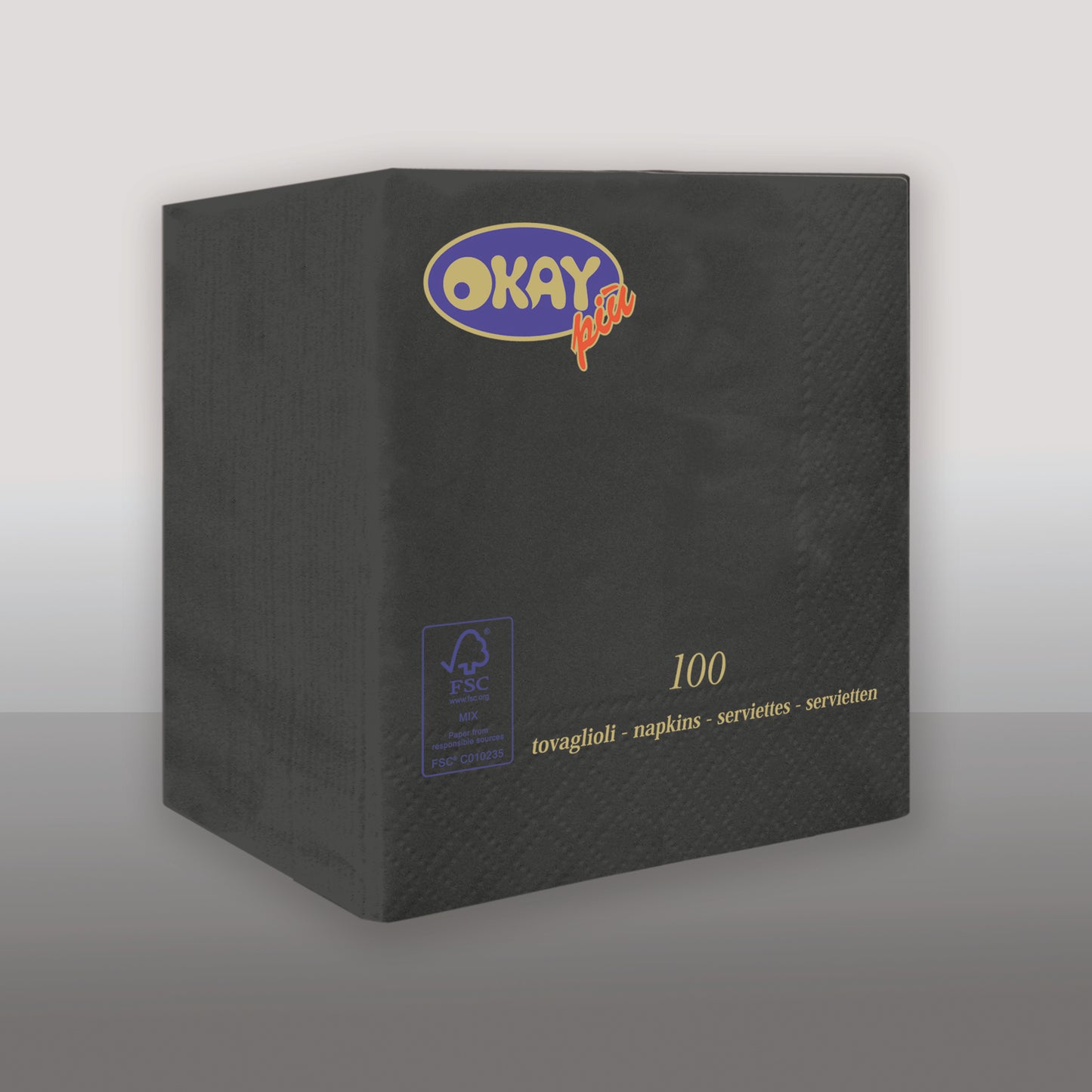 Tovaglioli NERO cm. 25x25 - 2 veli - conf. 100 pz