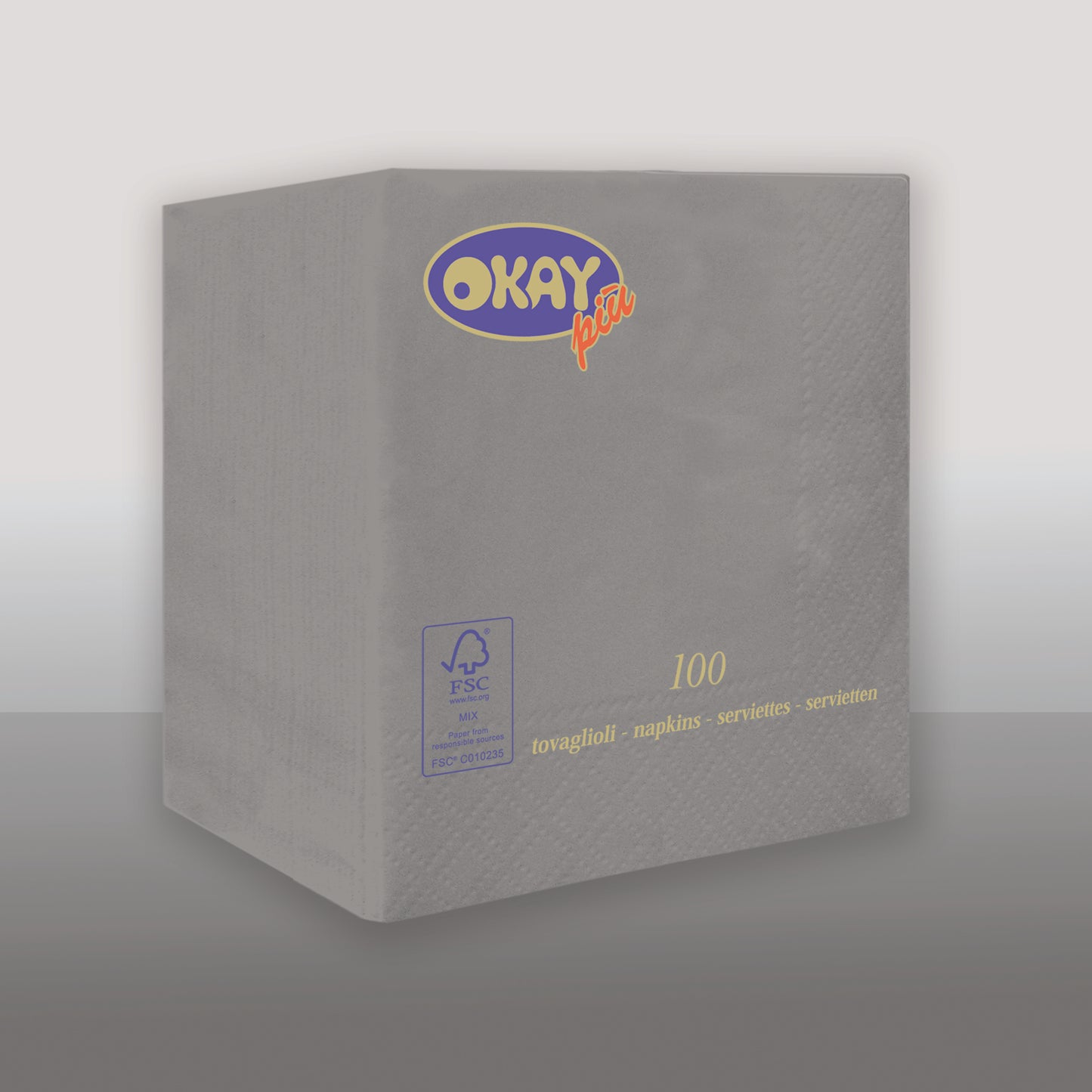 Tovaglioli GRIGIO cm. 25x25 - 2 veli - conf. 100 pz