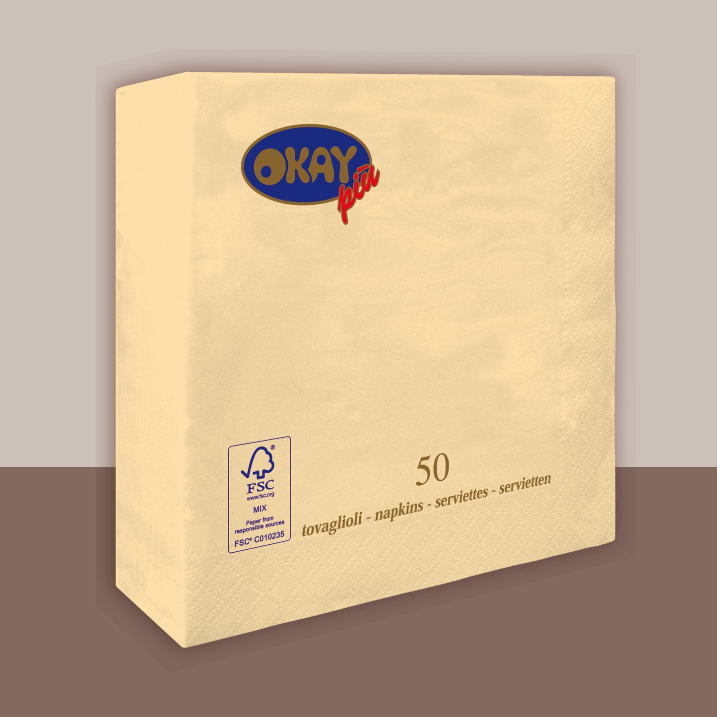 Tovaglioli CHAMPAGNE cm. 33x33 - 2 veli - conf. 50 pz