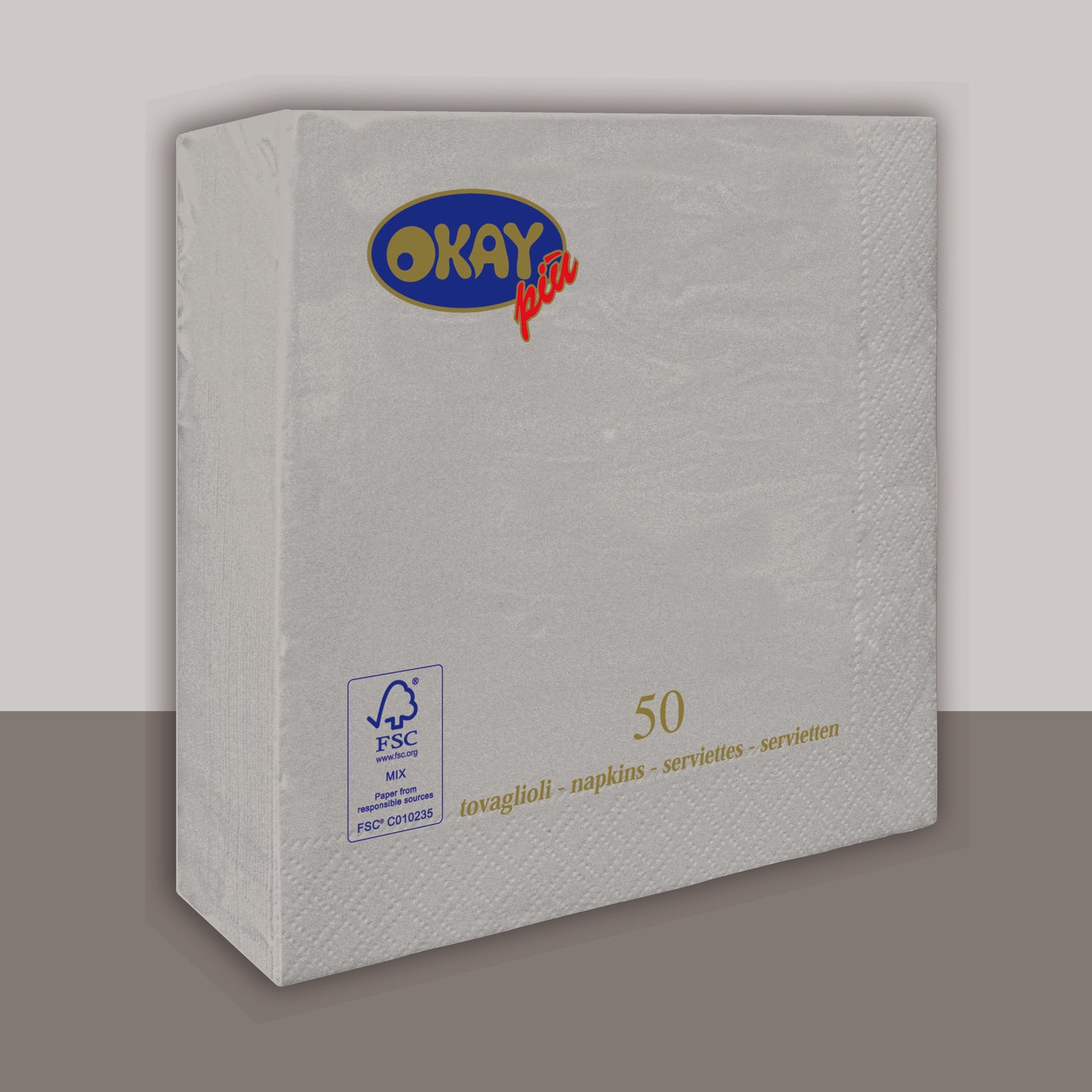 Tovaglioli ARGENTO cm. 33x33 - 2 veli - conf. 50 pz
