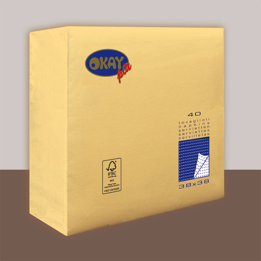 Tovaglioli CHAMPAGNE cm. 38X38 - 2 veli - Conf. 40 pz - Punta Punta